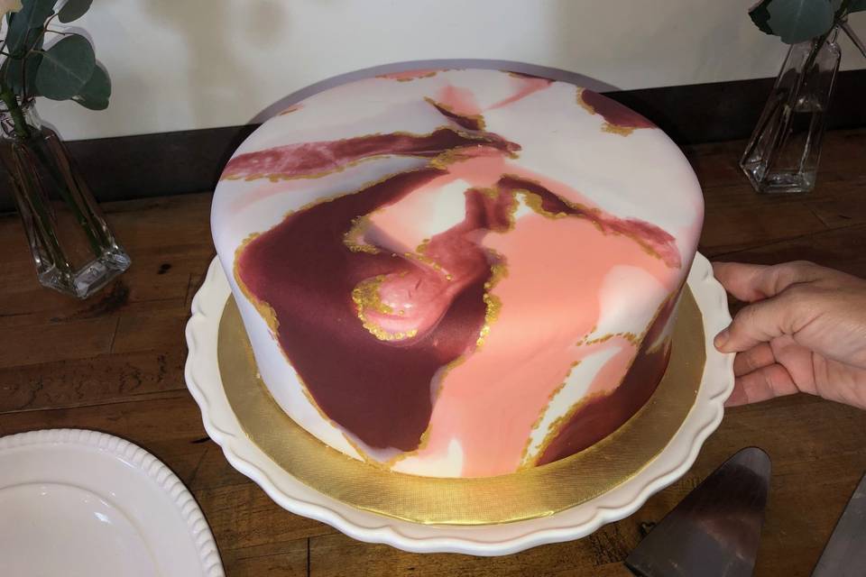 Pink marbled fondant