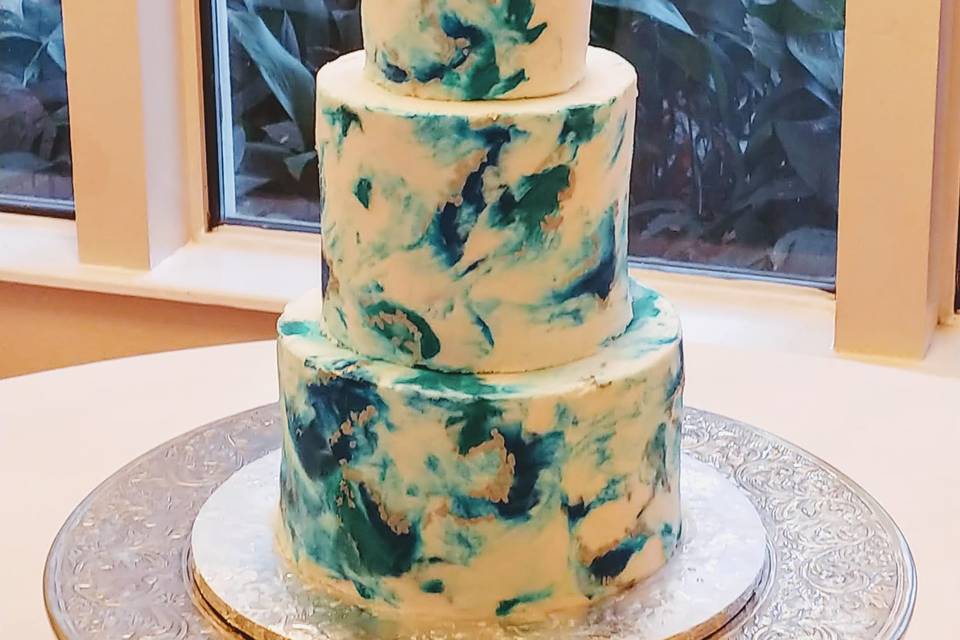 Blue marbled icing