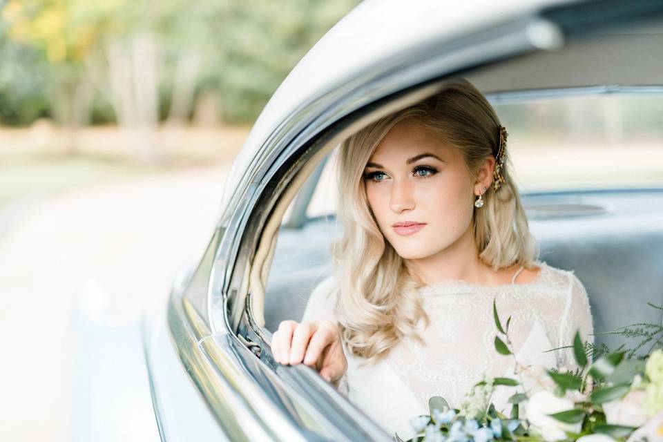 Bride in the car