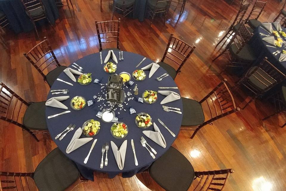 Overhead view of table