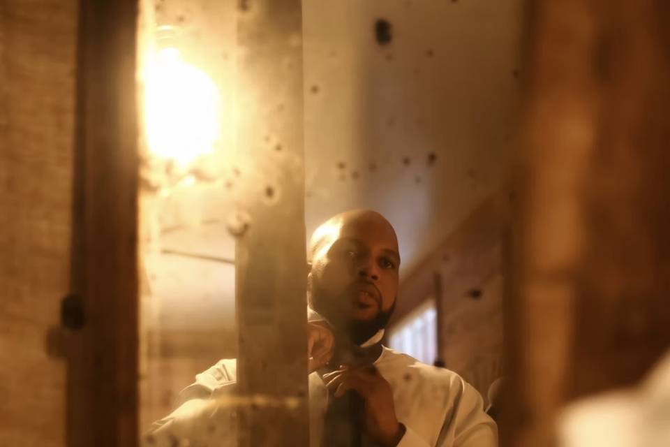 The groom prepares