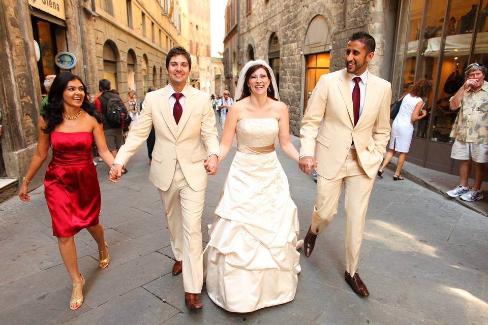 Wedding party in Siena, Italy