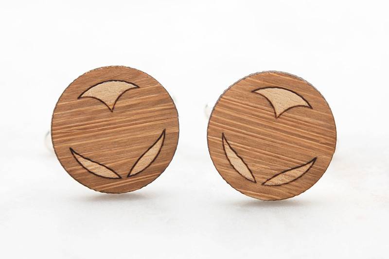 Valentine Heart wood cufflinks.  Perfect wedding cufflinks for groom, best man and groomsmen.  Great gift for boyfriend and husband.  Hand crafted from eco-friendly bamboo. Available in silver, gold and antique bronze bullet-style cufflink backs.