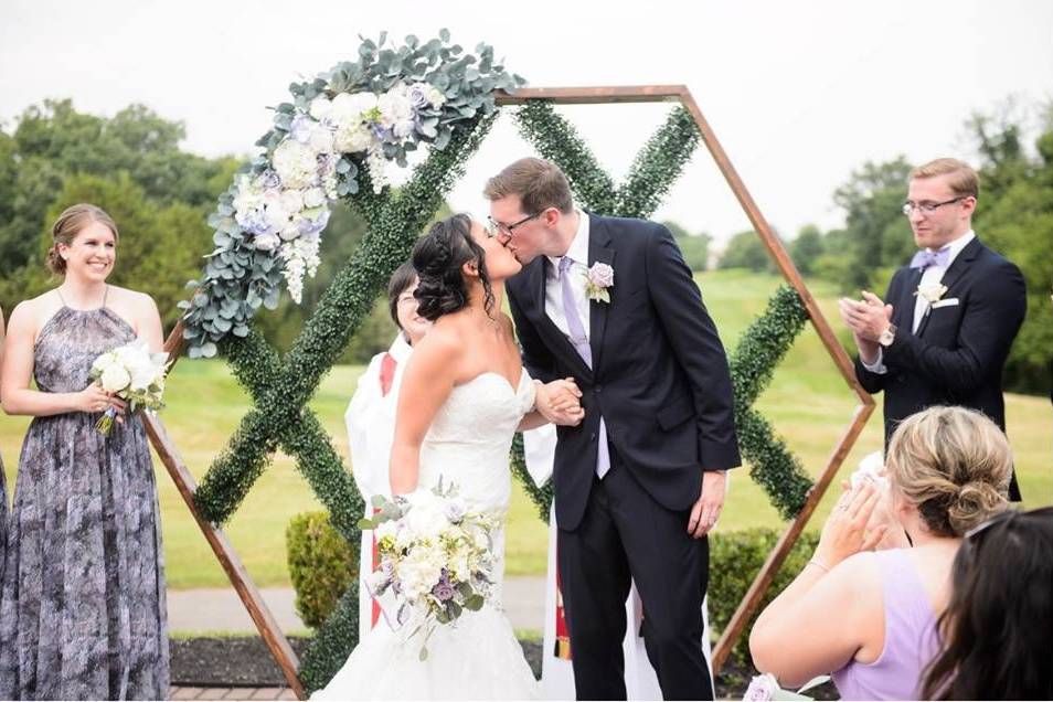 The newlyweds outdoors