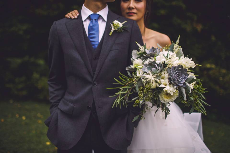 The newlyweds outdoors