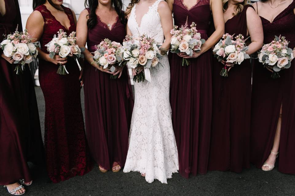 Maroon colored dresses