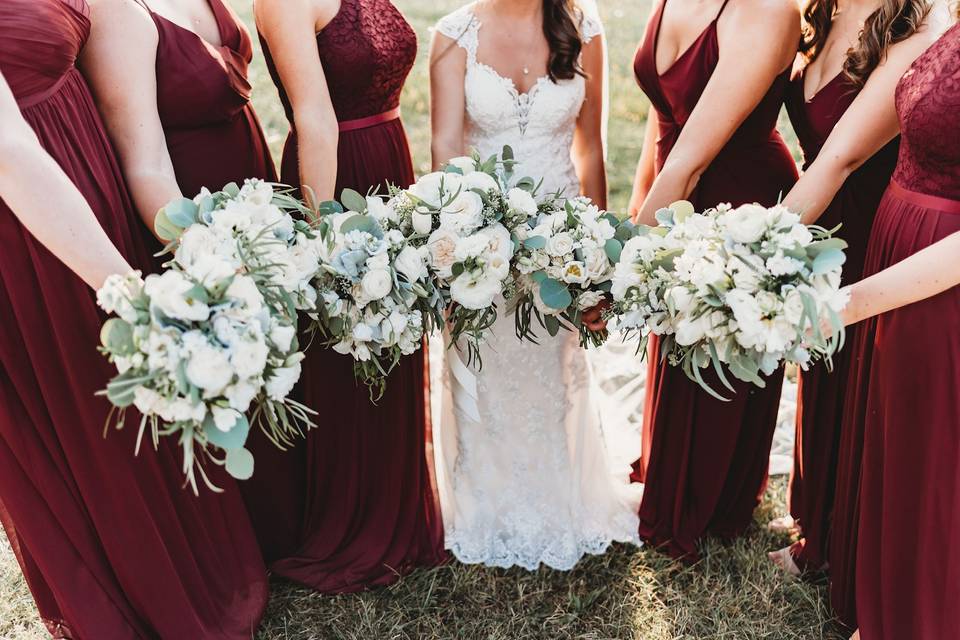 Maroon colored dresses