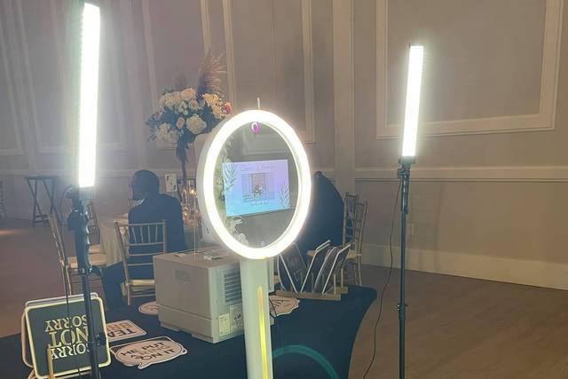 Booth and table with lights