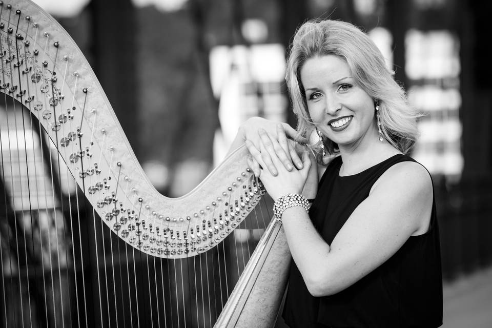 Harpist on the bridge