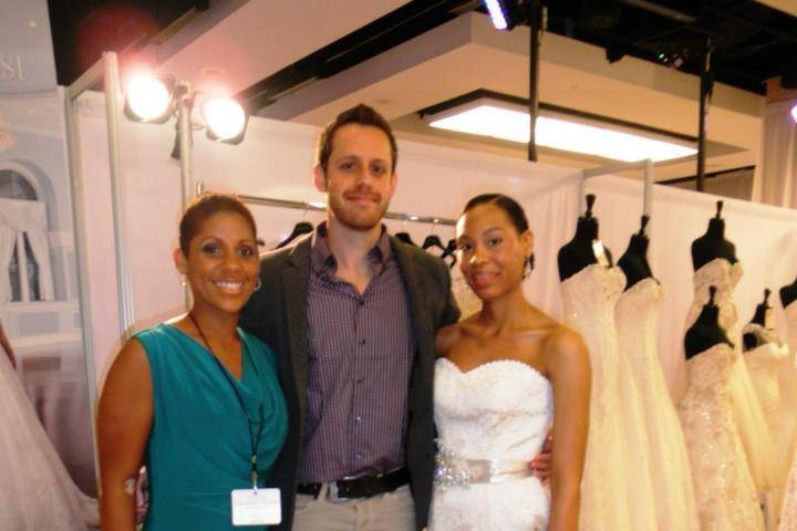 Sara with wedding gown designer Justin Alexander at NY Bridal Market