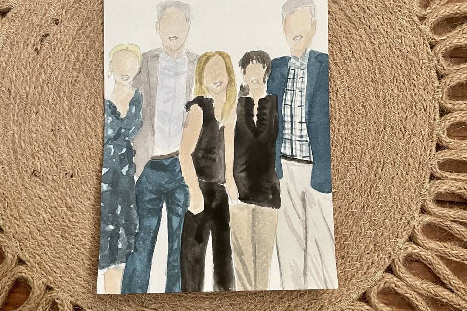 Group watercolor portrait