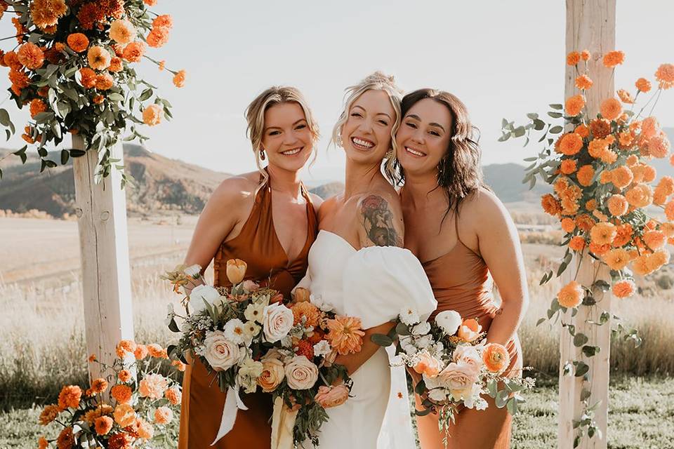 Vivid orange fall wedding