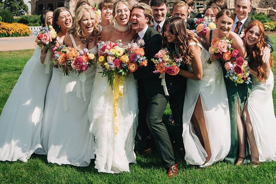 Colorful wedding party