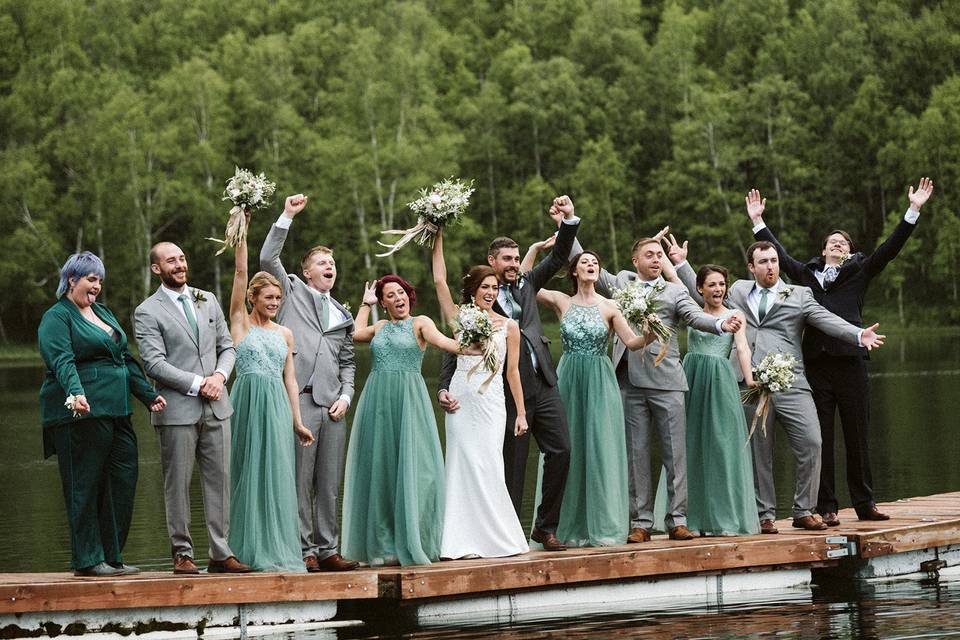 Wedding Party on Dock