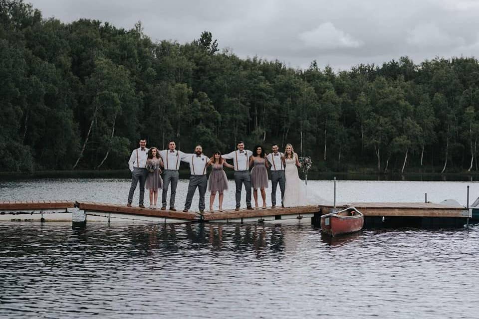 Wedding Party on Dock