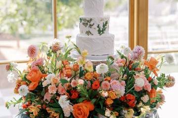 Three tier pressed floral cake