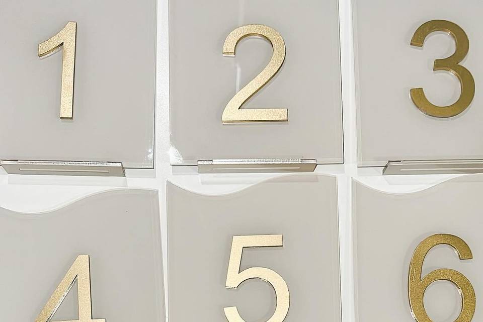 Gold and Nude Table Numbers