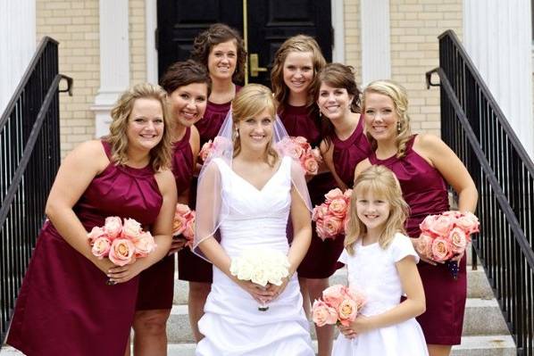 The bride with her bridesmaids