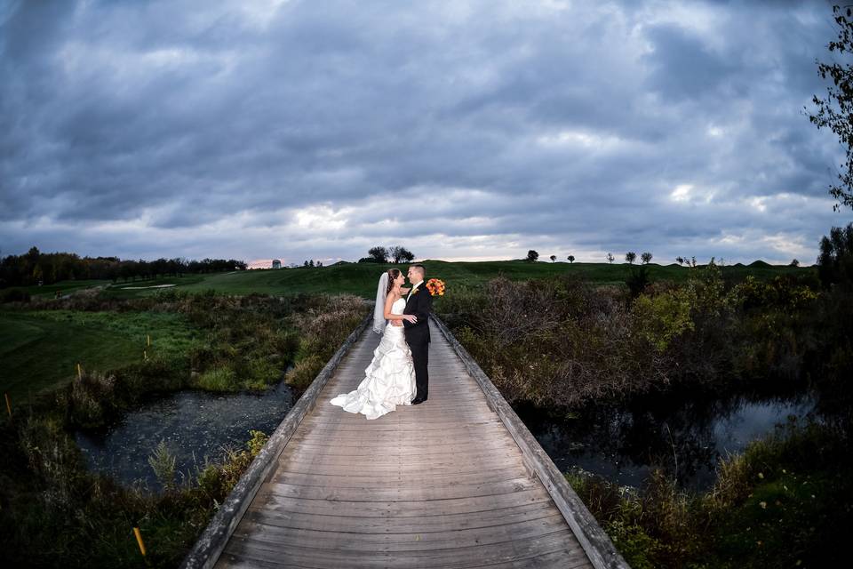 Newlyweds on the bridge