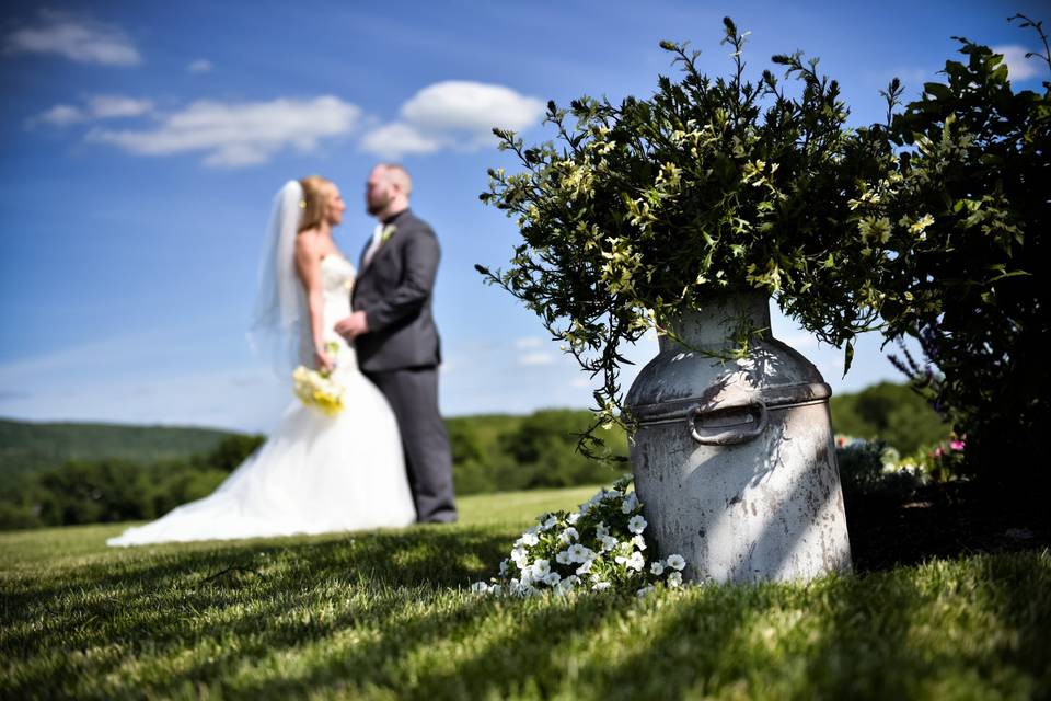 Groom holding his bride