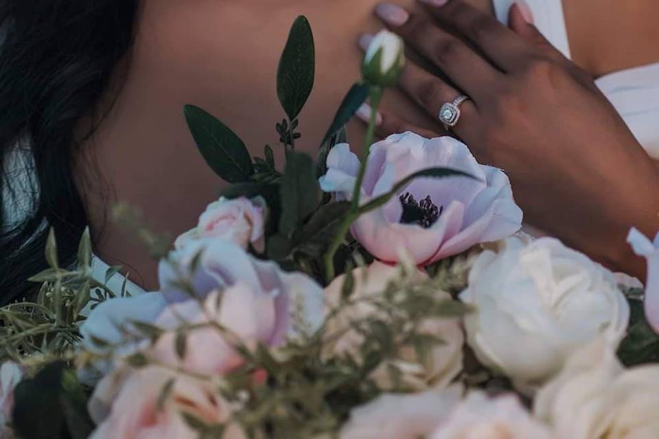 Bride and bouquet