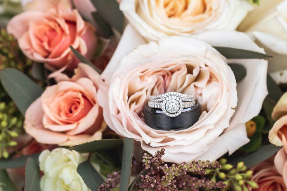 Wedding ring in roses