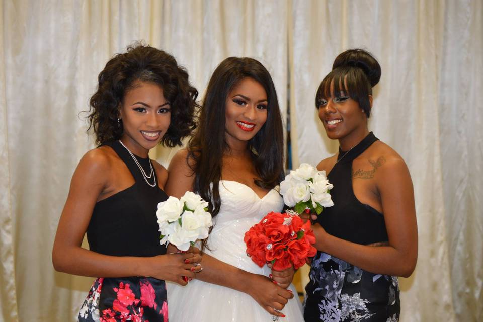 Bridesmaids with the bride