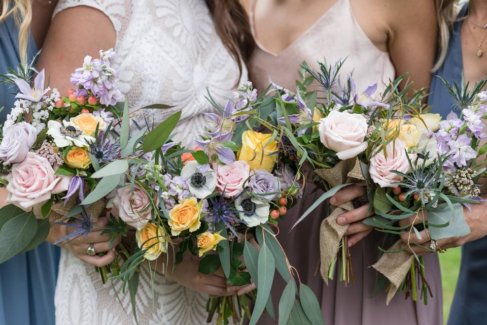 Boho colorful bouquets