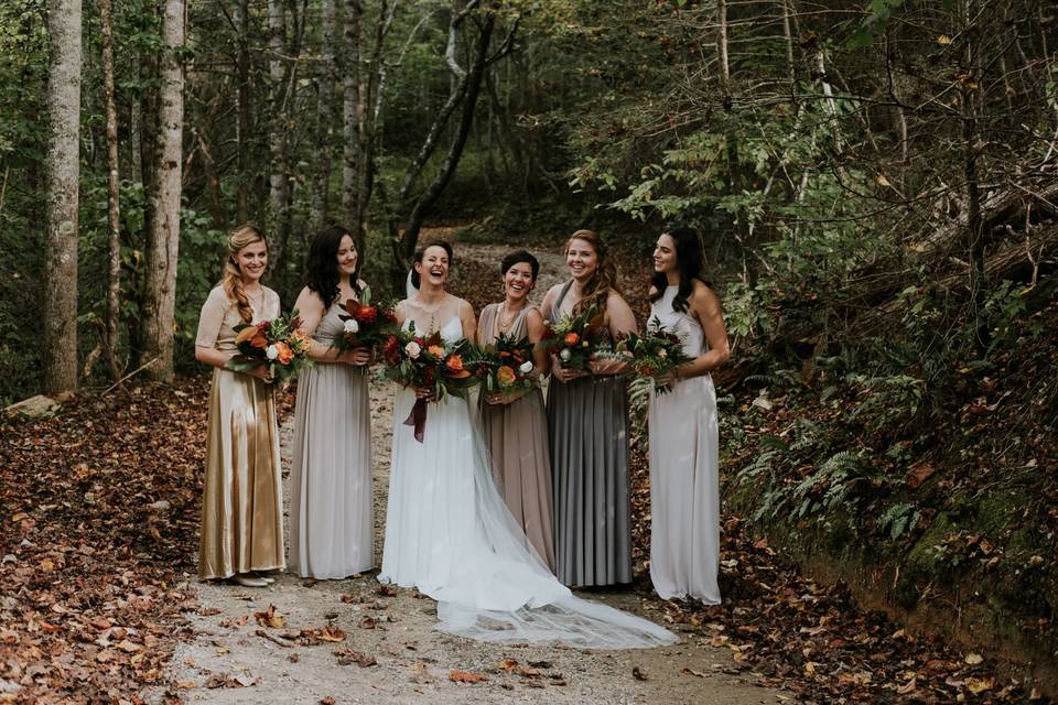 Asheville Bridesmaids in Woods