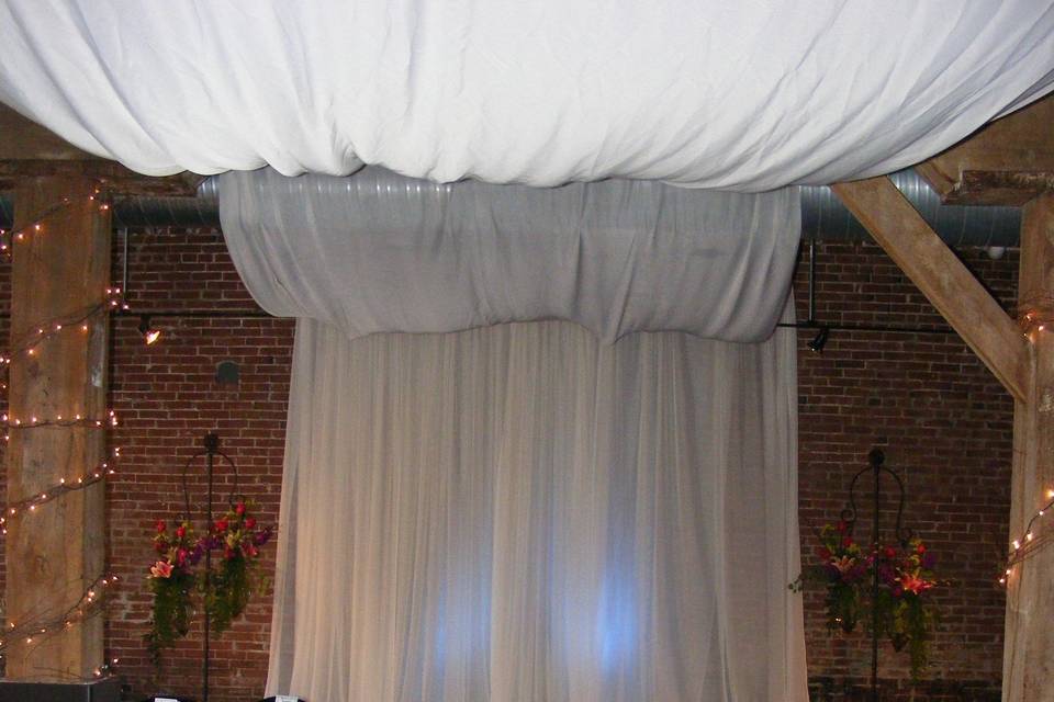 Fabric design by Exclusive Events in our Chouteau Room for ceremony
