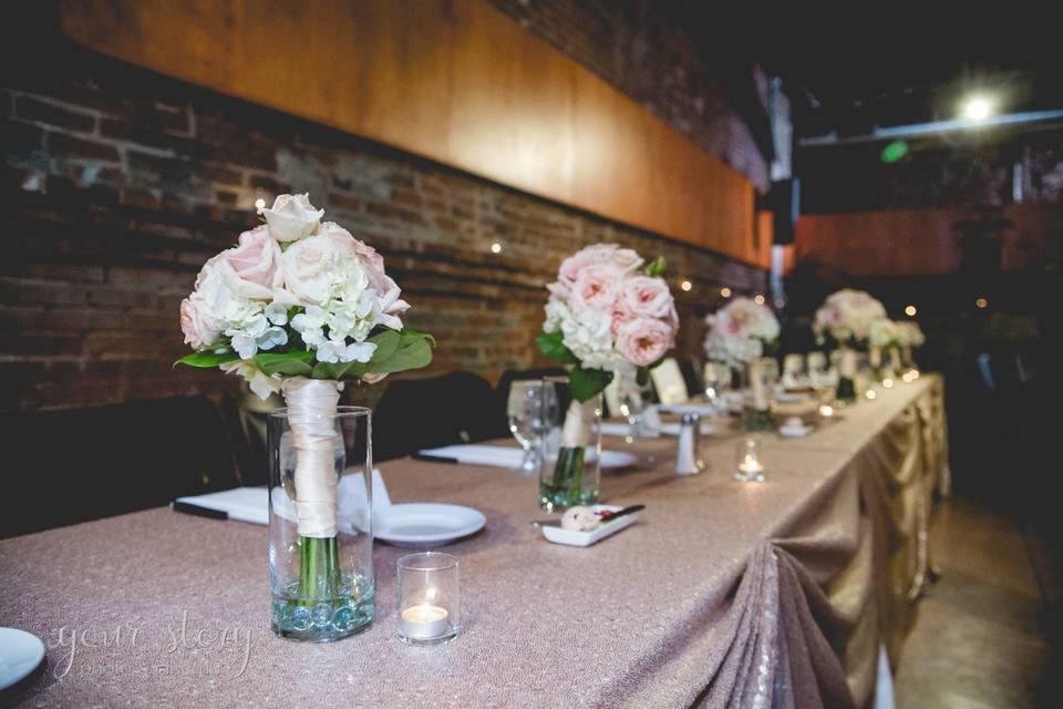 Head Table in blush sequin