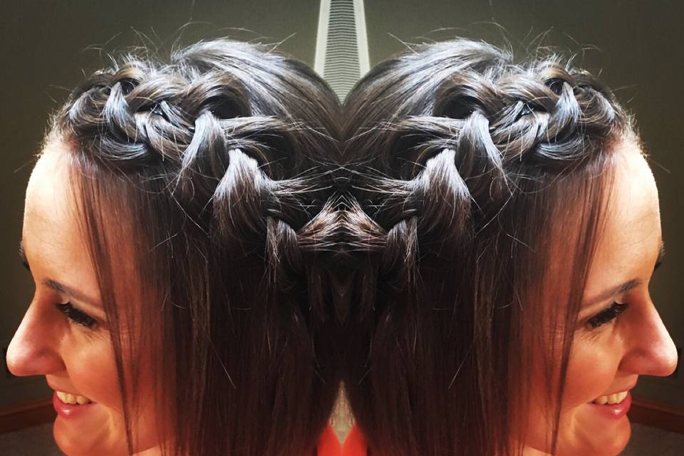 Large braid. straight hair
