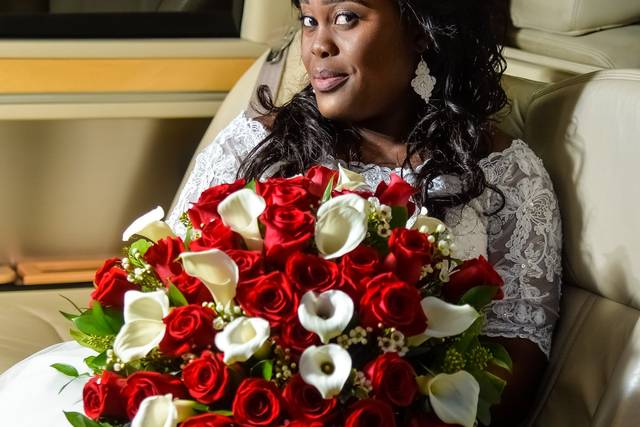 The bride in her limo.