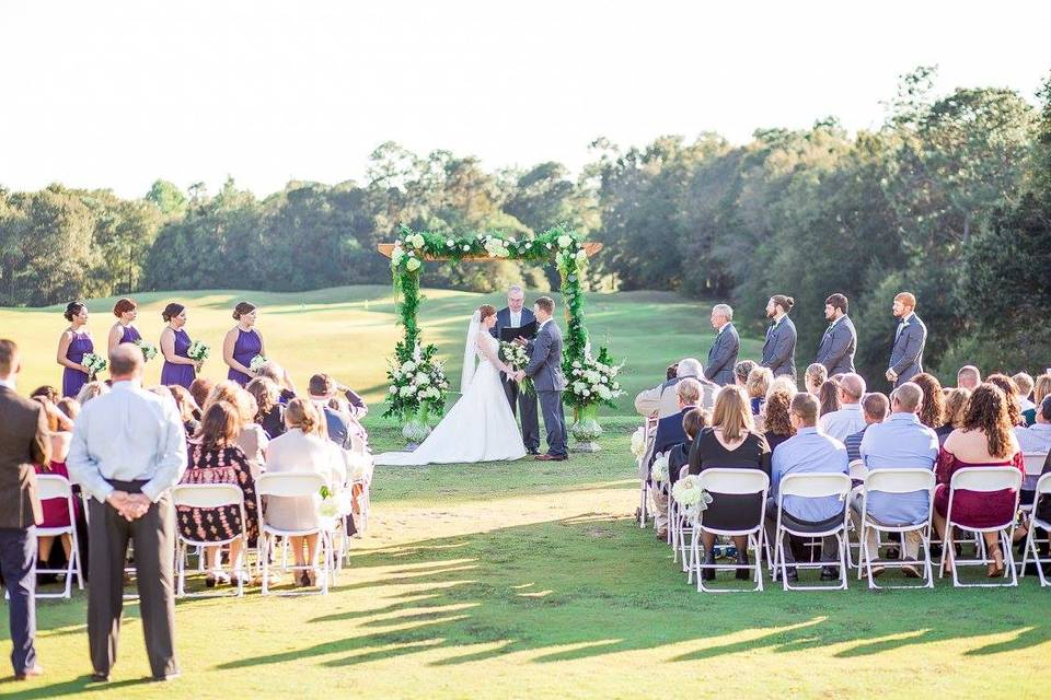 A driving range wedding