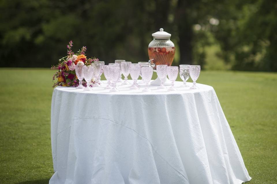 Set out beverages on the green