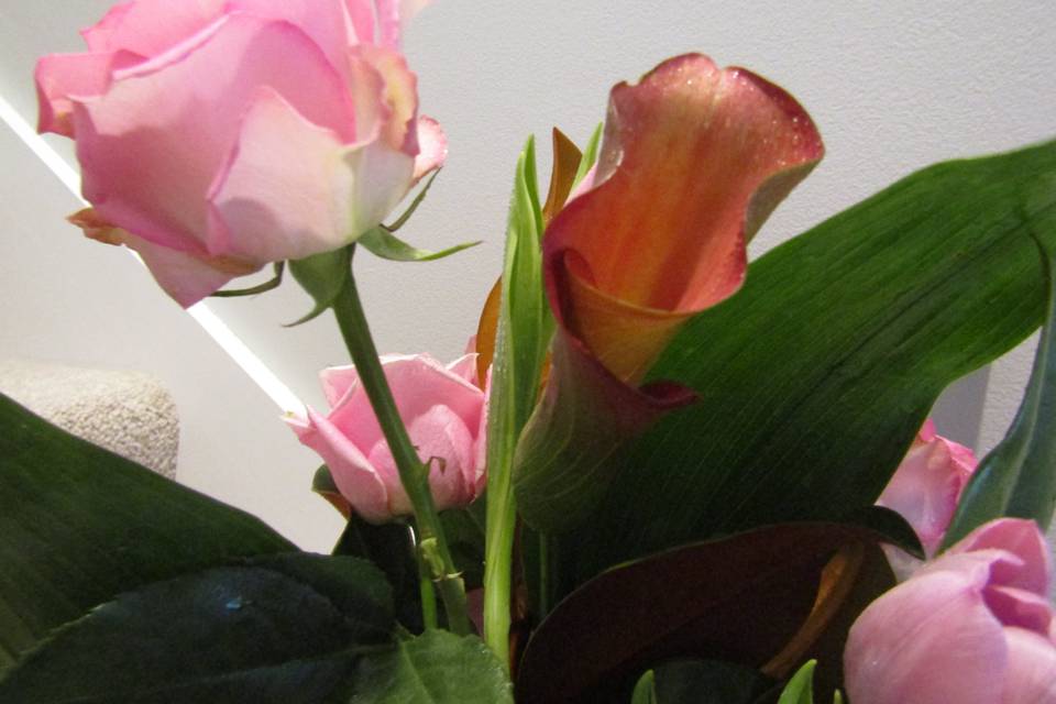 Roses and calla lilies