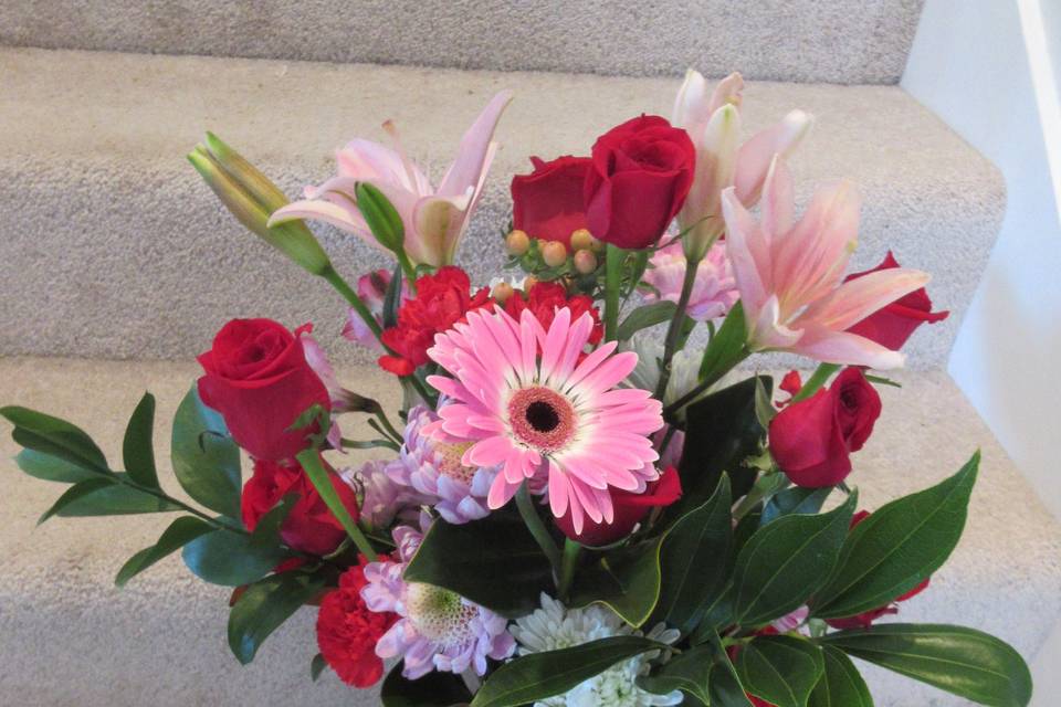 Roses and gerber daisies.