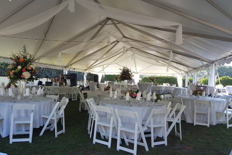 Tented reception on the lawn