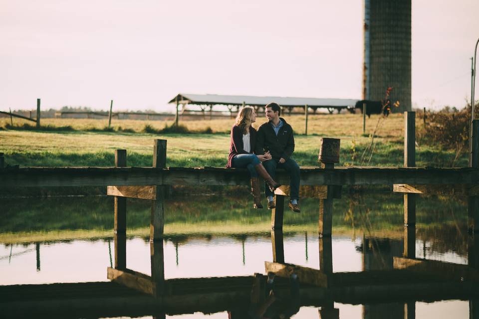 The happy couple relaxing on the farm before the big day