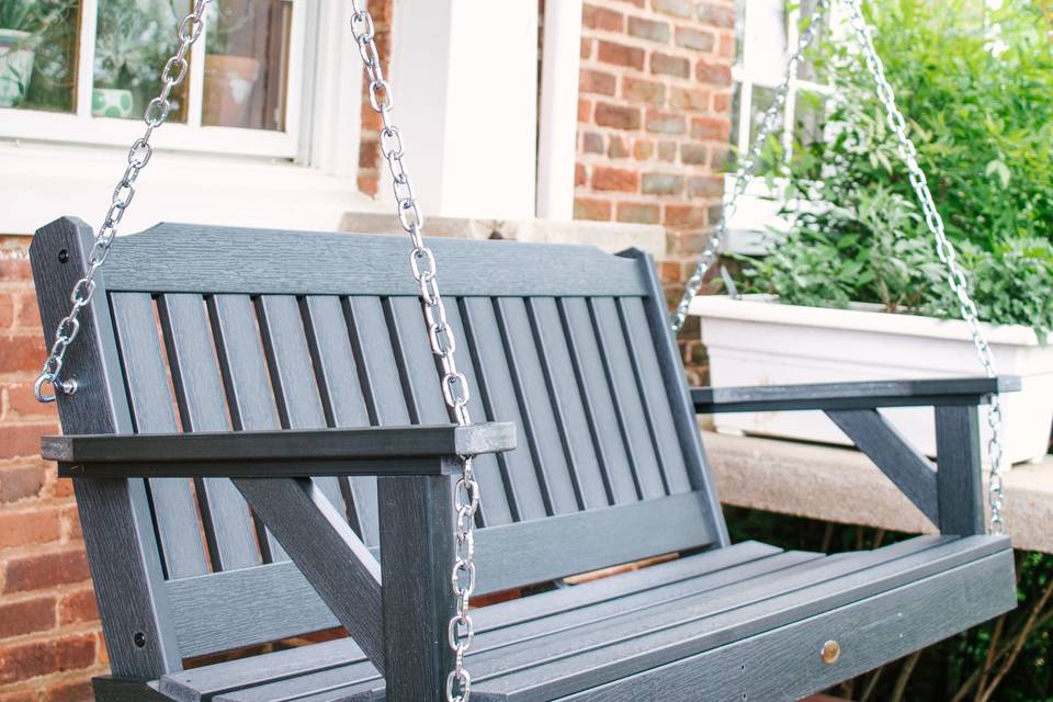 A relaxing porch swing for sharing a quiet moment