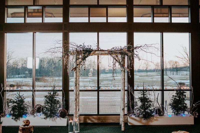 Decorated wedding arbor