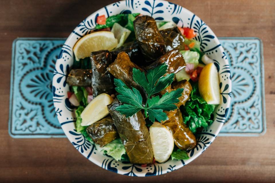 Dolmades with veg