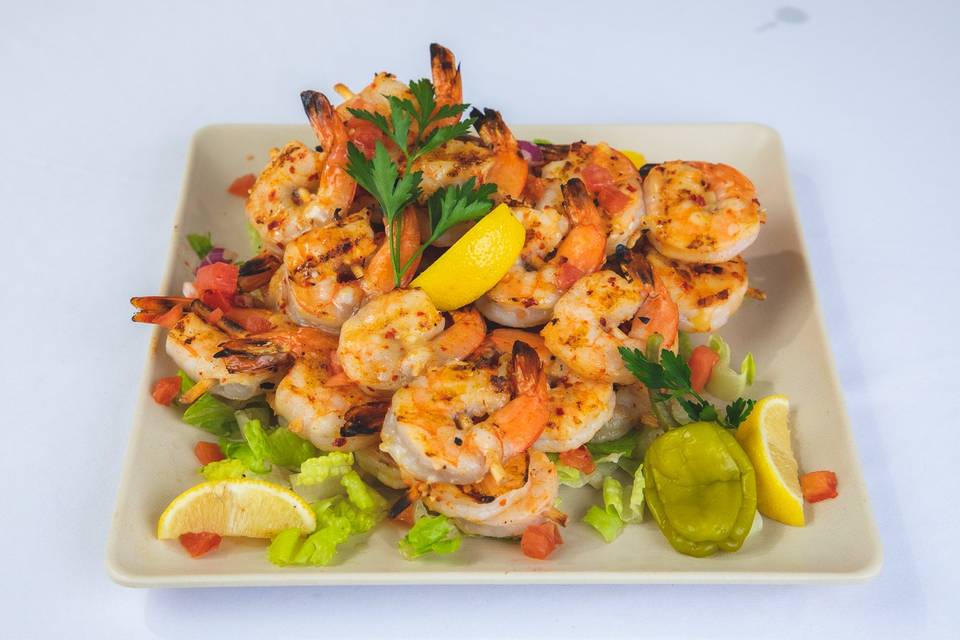 Shrimp souvlaki