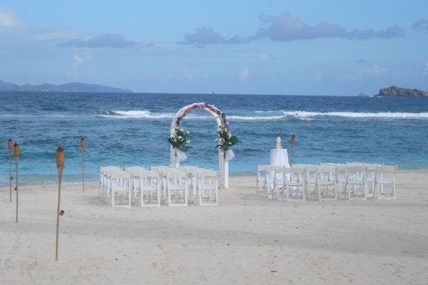 Beach wedding setup