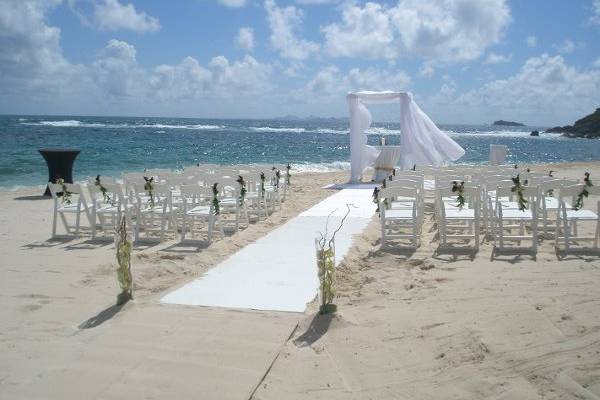 Beach wedding setup