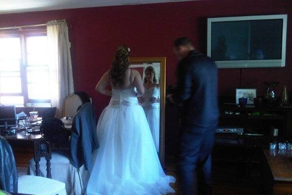 Bride getting ready at home