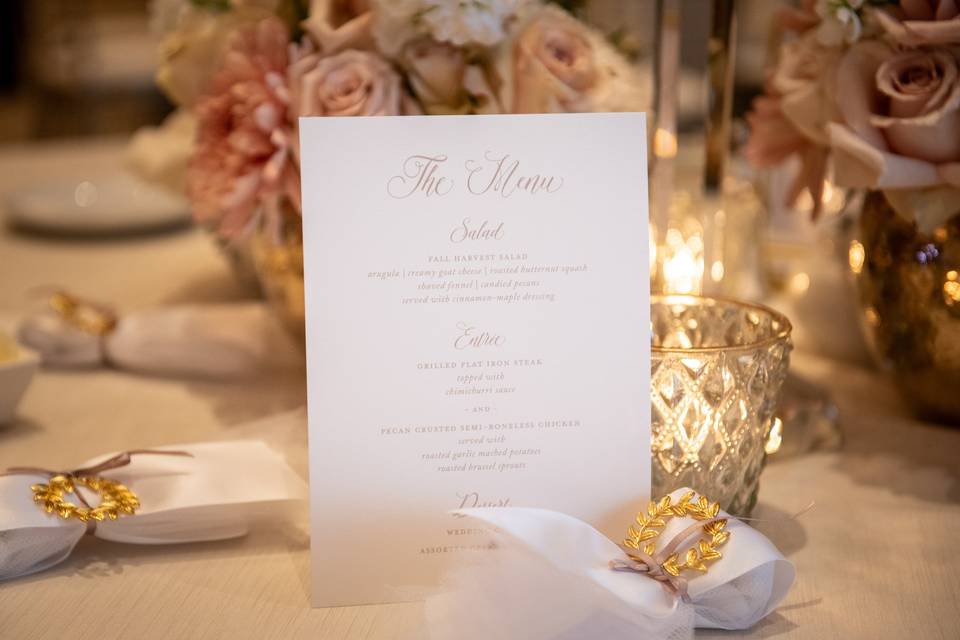 Wedding menu