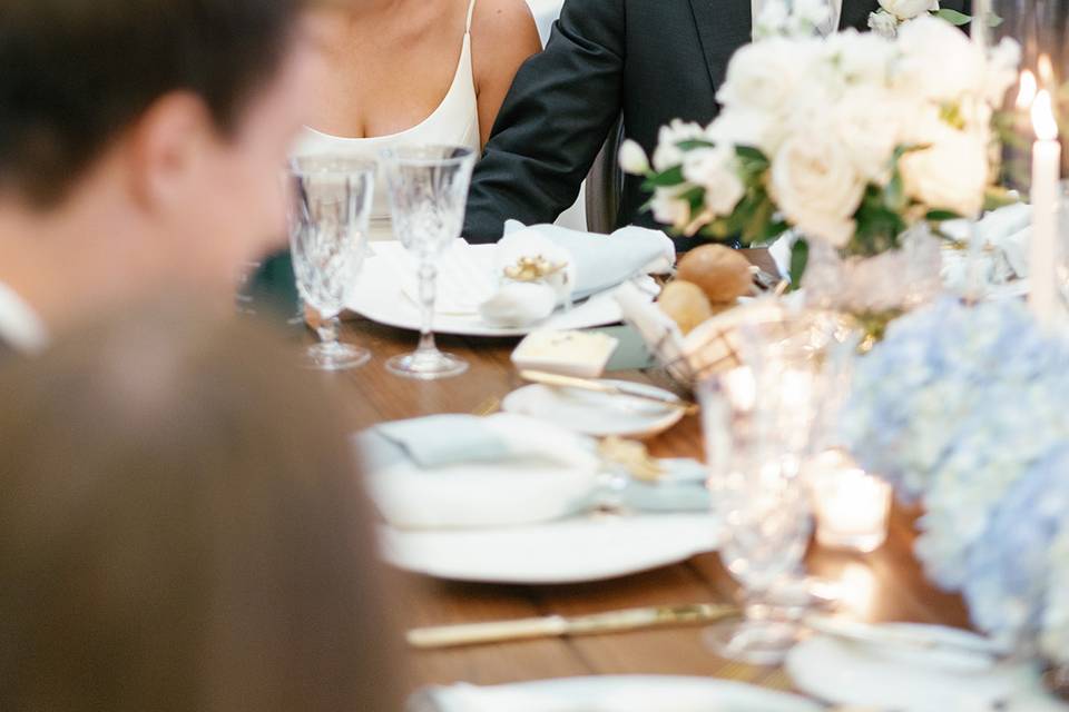 Bride and groom laughing