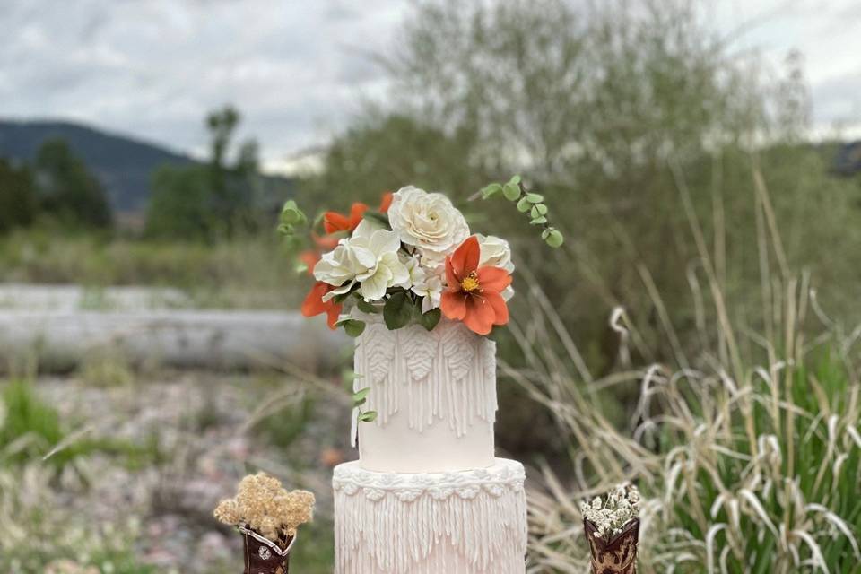 Country cake on table