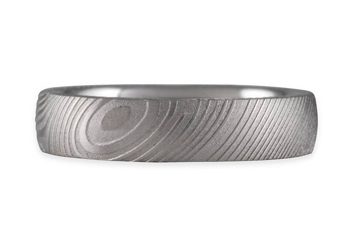 Chris Ploof Damascus Steel Wedding Band with Storm's Eye Pattern